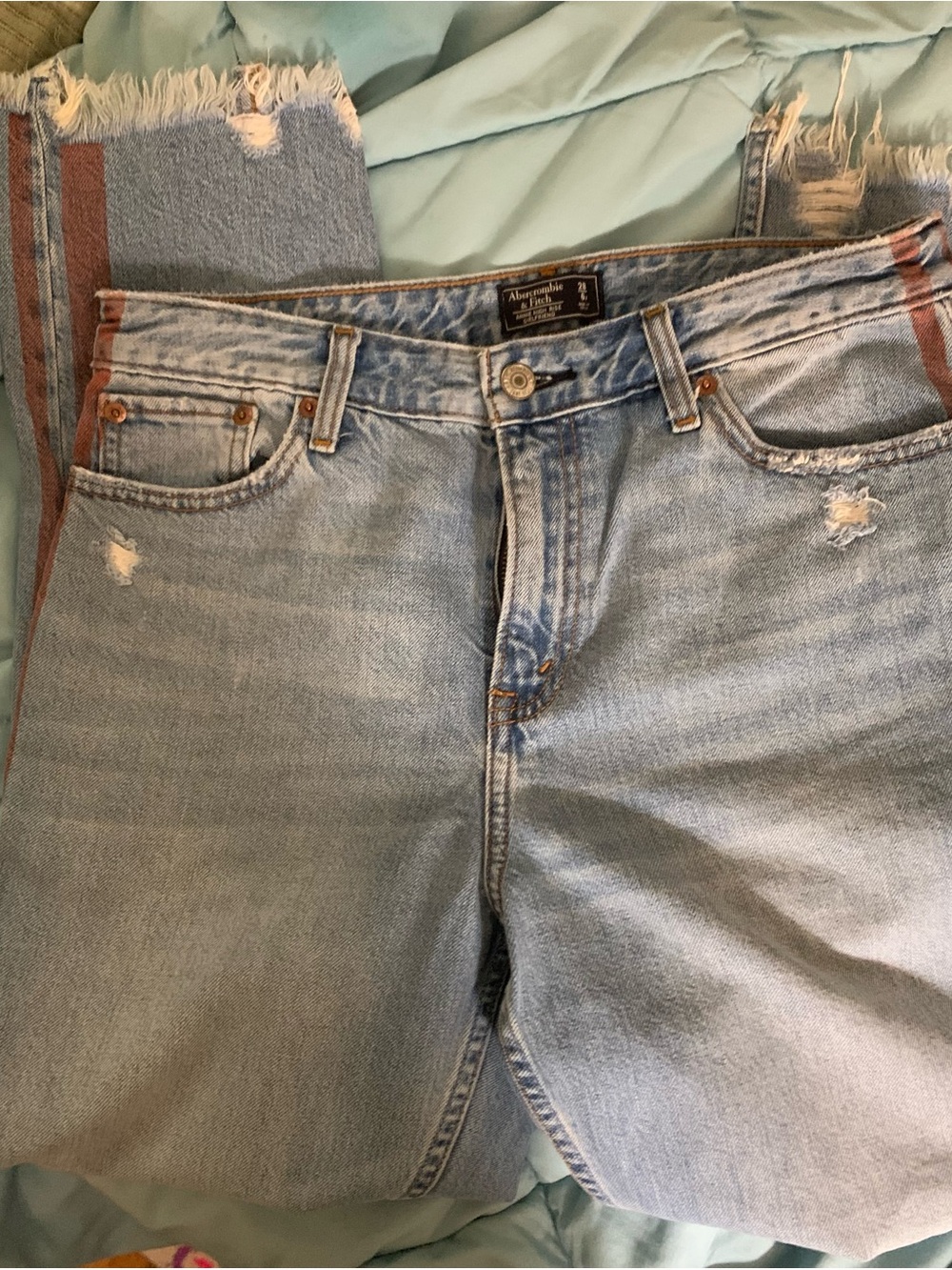 Abercrombie & Fitch Light Blue High-Rise Girlfriend Jeans